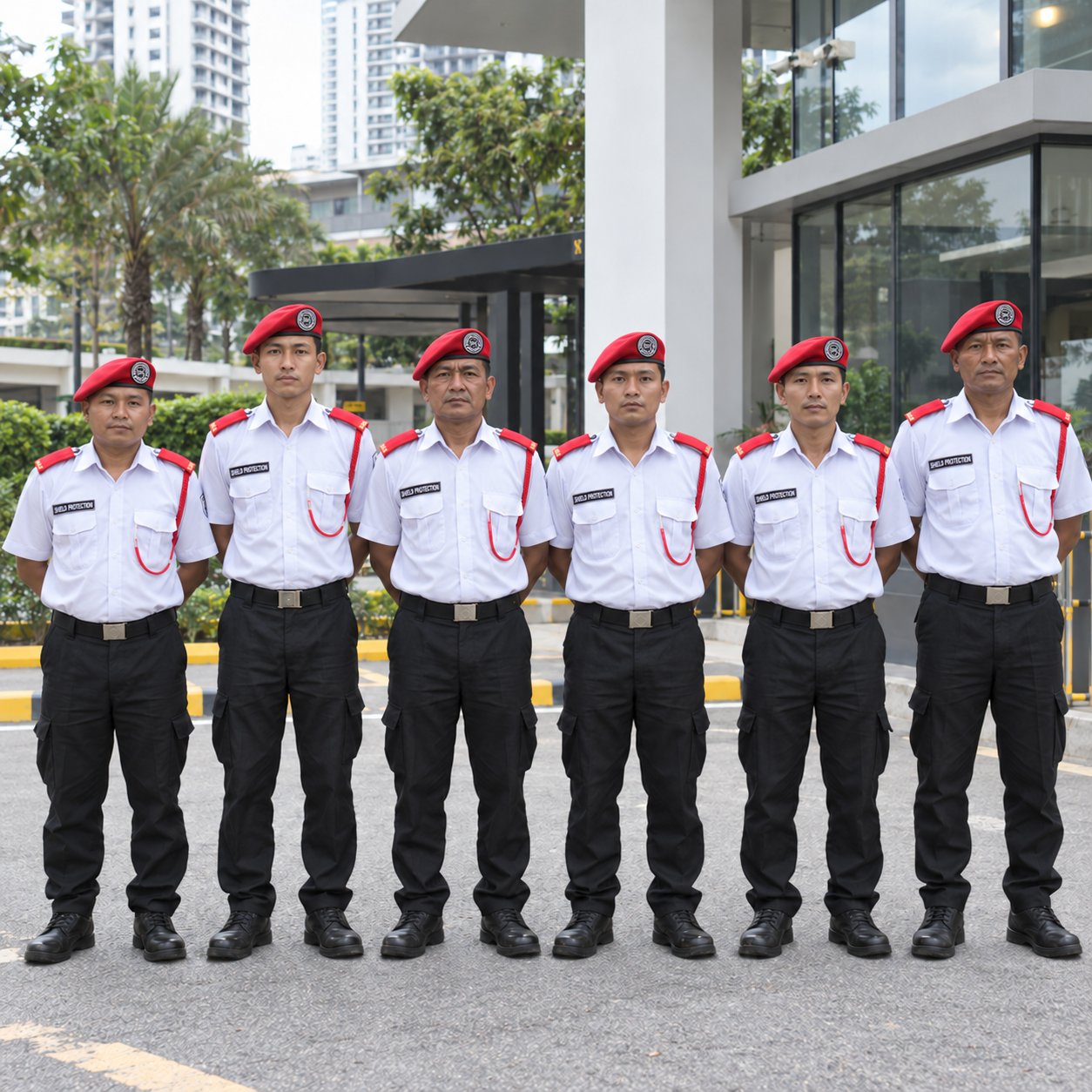 Shield Protection guards standing at attention in formation