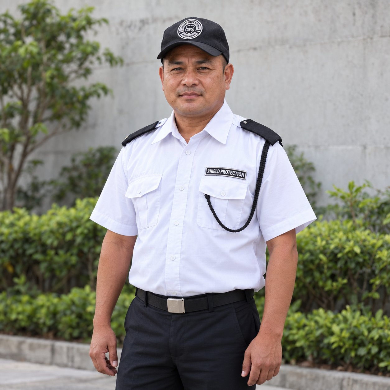 Shield Protection security guard, full uniform portrait