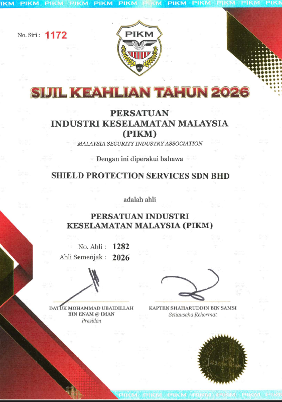 PIKM Membership Certificate 2026, Shield Protection Services Sdn Bhd