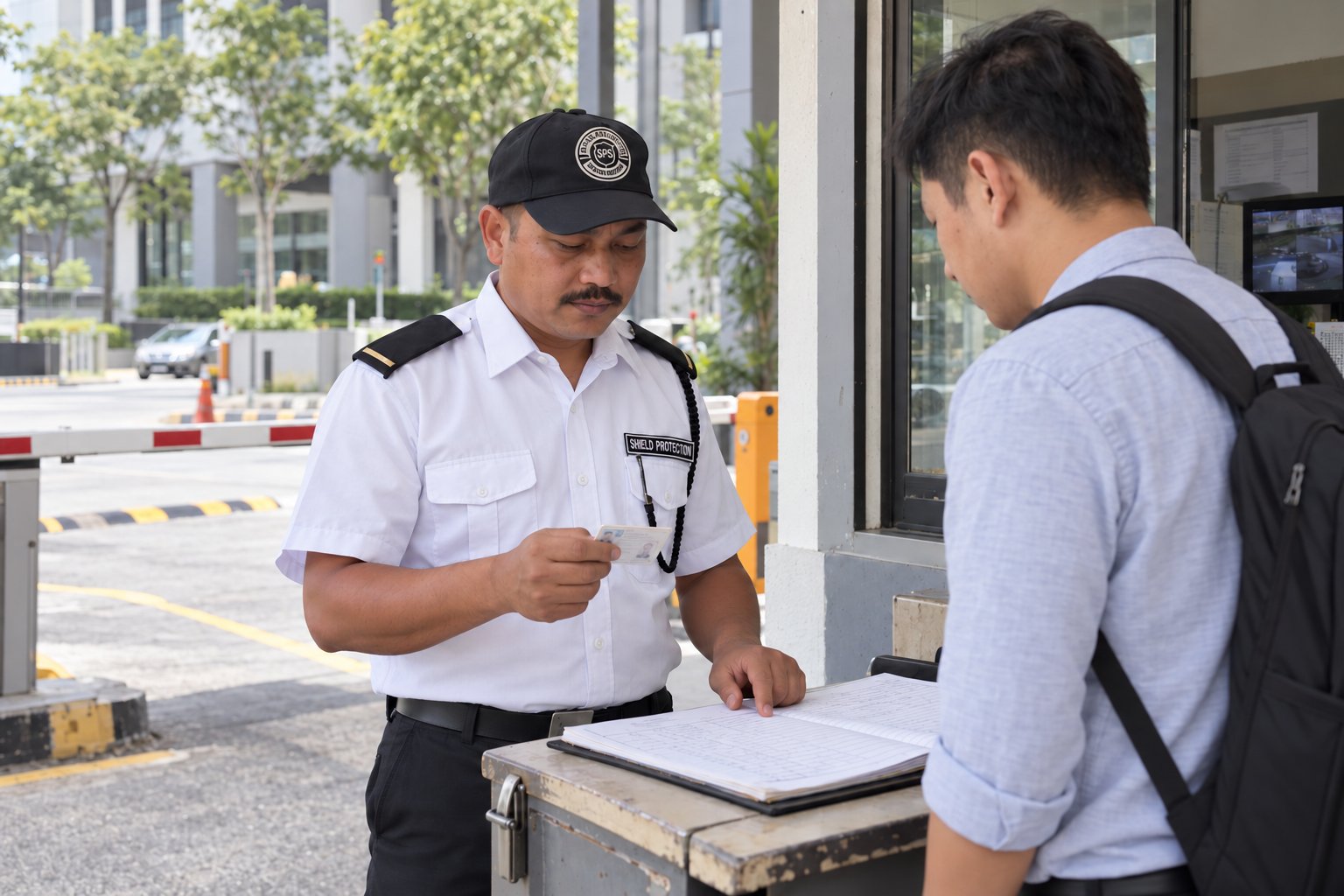 Static security guard at an entry checkpoint